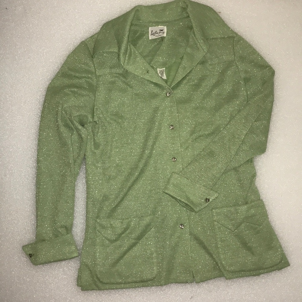 leslie fay vintage sparkle green suit